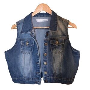 Liquid cropped jeans jacket sleeveless youth sleevless denim jacket vest XL